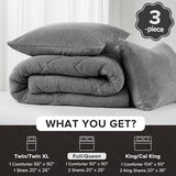 Comfort Spaces Queen Comforter Set Reversible Feather-Soft Plush Comforters for Queen Size Bed All Season Lightweight Shearling Fleece Sherpa Comforter Queen Size Bed Set, Full/Queen, Grey 3 Piece Comfort Spaces