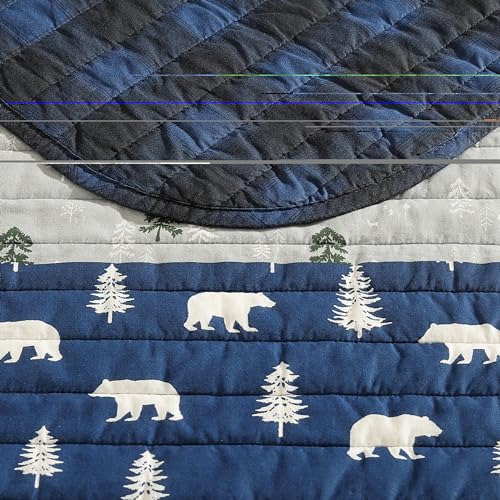 Eddie Bauer - Queen Quilt Set, Reversible Cotton Bedding with Matching Shams, Luxurious Bedding Set (Blue Creek Navy, Queen) Eddie Bauer