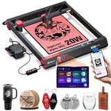 AlgoLaser Smart Laser Engraver, 20W Class 1 Laser Ccutter Machine, Built-in System, no Computer Required, Works on Metal, Wood, Acrylic, Leather, Includes air Pump Accessory. AlgoLaser