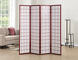 Roundhill Furniture Oriental Shoji 4 Panel Screen Room Divider, Cherry Roundhill Furniture