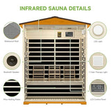 springspa Outdoor Infrared Sauna 3 Person for Home, 15amp Low EMF Far Infrared Spruce Wooden Sauna with Bluetooth,LCD Panel springspa