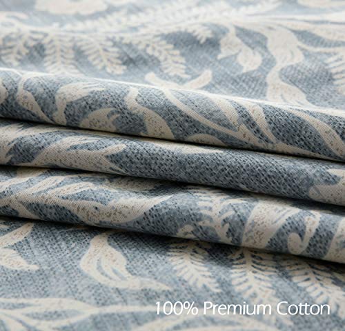 SLEEPBELLA Duvet Cover King Size, 600 Thread Count Cotton Beige & Bluish Grey Printed with Luxurious Leaves Pattern Reversible Botanical Comforter Cover Sets, Bedding Set 3Pcs (King, Beige Paisley) SLEEPBELLA