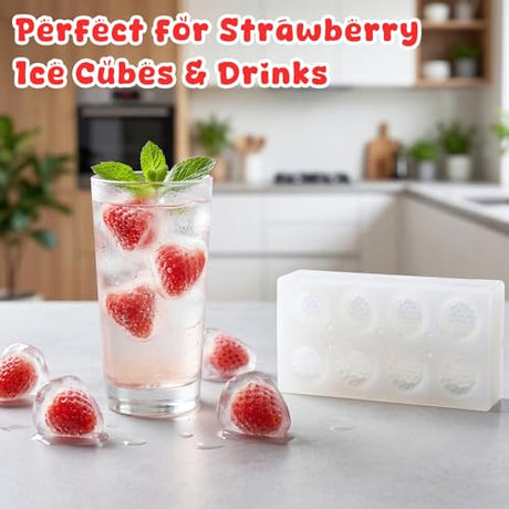 8 Cavity 3D Strawberry Silicone Mold, Candle Mold for Soap, Wax Melt, Cake Decorating, Chocolate Candy Baking DIY Crafts Supplies - Non-Stick Easy Release Strawberry Molds for Homemade Treats & Gifts Liobelon