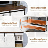 IDEALHOUSE Farmhouse Tv Stand for 65 Inch TVs, Entertainment Center with Sliding Barn Doors and Adjustable Shelf, Modern Storage Media TV Console TV Stand Table for Living Room, Bedroom, White IDEALHOUSE