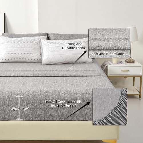 WONGS BEDDING Boho Comforter Set Queen,7 Pieces White Grey Geometric Bed in a Bag Comforter Bohemian Soft Microfiber Bedding Set for All Season with Pillowcases & Shams,Flat Sheet,Fitted Sheet WONGS BEDDING