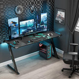 EUREKA ERGONOMIC Gaming Desk with LED Lights Home Office RGB Table, Small Gaming Desk, Computer Table, Black EUREKA ERGONOMIC