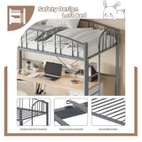 Garvee Loft Bed Twin Size with Ladde and Arched Guardrail, Heavy Duty Metal Loft Bed Frame for Kids and Adults, Sturdy Steel Slats Support, Small Space Saving Design, No Box Spring Needed, Gray Garvee