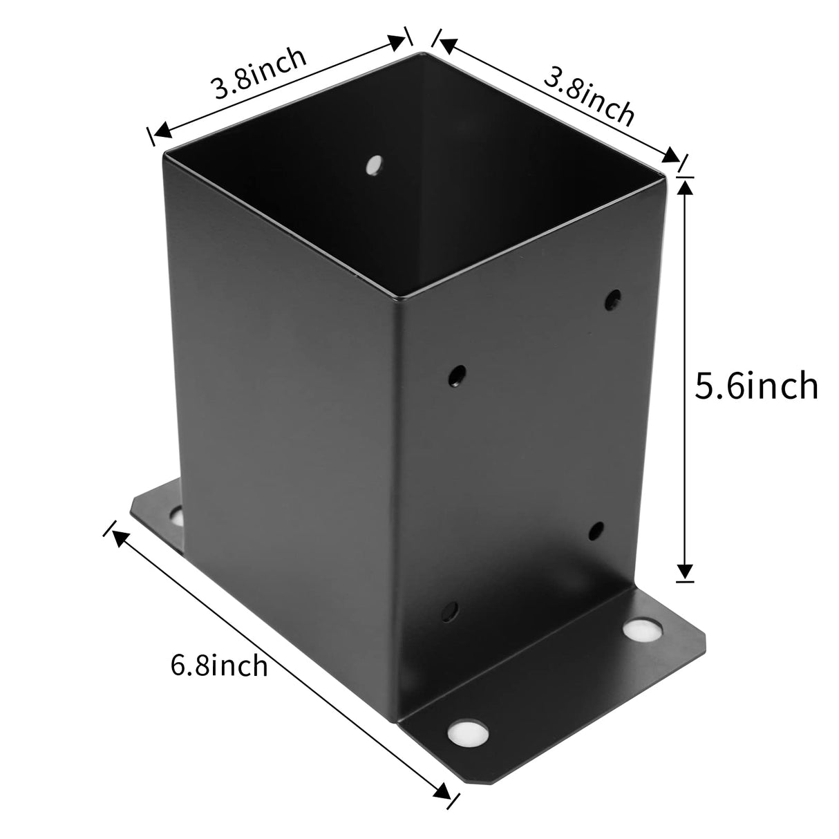 4 x 4 Post Base 6 PCS,Inner Size 3.6"x3.6"Deck Post Base,Heavy Duty Metal Black Powder Coated Post Brackets,for Pavilion Deck Railing Support Deck Base Plate, Support Bolt Down Likeem