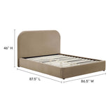 Modway Keynote Modern King Size Bed Frame with Curve Shaped Headboard in Taupe, Upholstered Performance Velvet King Platform Bed, Soft Cloud Bed Frame, No Box Spring Needed Modway