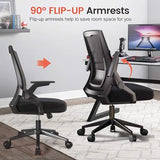 GTRACING Ergonomic Office Chair with Flip-up Armrests Executive Computer Chair for Home Office, Breathable Mesh & Comfy Lumbar Support, Black GTRACING