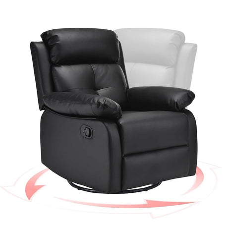 Trygoal Swivel Rocker Recliner, 360 Swivel Small Recliners with 30 Degree, 90-150 Degree Angle, Faux Leather Lift Chair for Home Theater Seating, Adults, Living Room, Bedroom, Black Trygoal