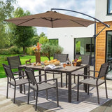 Homall Patio Dining Set 7 Pieces Outdoor Furniture Table and 6 Textilene Chairs, Light Grey Homall