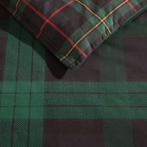 Eddie Bauer - King Comforter Set, Cotton Reversible Bedding with Matching Shams, Stylish Plaid Home Decor (Woodland Tartan Green, King) Eddie Bauer