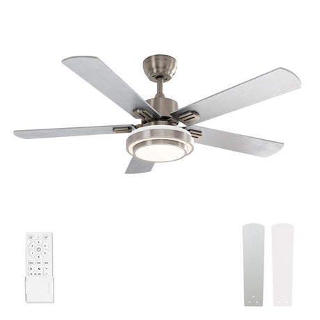 warmiplanet Ceiling Fan with Lights Remote Control, 52 Inch, Brushed Nickel (5-Blades) warmiplanet