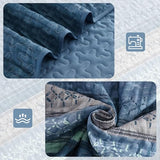 Menghomeus Blue Quilt Set King Size, 3 Pieces Striped Patchwork Quilted Bedding Sets, Soft Lightweight King Bedspreads Coverlets Bedding Set for All Seasons 104"x90" Menghomeus