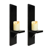 Wall Candle Sconces Set of 2, Decorative Wooden Candle Holder, Farmhouse Candle Sconce, Living Room Wall Decoration (Solid Black) SUJUN