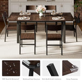 iPormis 7 Pieces Dining Table & Chairs Set for 4-6, 63" Extendable Kitchen Table and 6 Chairs, Dining Room Table with MDF Board & Metal Frame, Perfect for Small Space, Easy Clean, Espresso iPormis