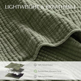 EVERGRACEHOME Cotton Coverlet Set King Size 3 Pieces, Lightweight Soft Ribbed Matelassé Bedspread Quilt Set, Cozy Oversized Quilted Bedding Set with 2 Pillow Shams for All Seasons, Olive Green EVERGRACEHOME
