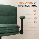 Dowinx Criss Cross Chair with Adjustable Flip-up Arms and Wheels, Comfort Ergonomic Office Desk Armchair with 3 Layer Cushions, Wide Seat Vanity Chair for Home Office, Living Room, Bedroom, Green Dowinx