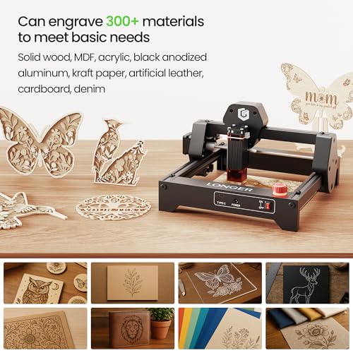 LONGER RAY5 Laser Engraver 3500mW High Precision 0.04 * 0.04mm Mini Laser Cutter and Engraving Machine 130x140mm Working Area for Wood Metal Acrylic Glass Longer