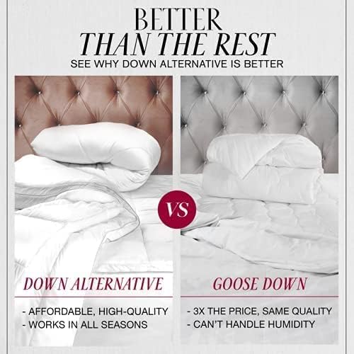 Twin/Queen/King Down Alternative Comforter, 2100 Series All-Season Duvet Insert with Corner Tabs, Box-Stitch, Soft Microfiber, Machine Washable (White, King) Pantrypoet