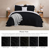 BLOOMHAVEN Full Comforter Set - 7 Pieces Ruffle Black Bedding Sets, Shabby Chic Farmhouse Bed in a Bag Full with Ruffle Comforter, Floral Sheets, Pillowcases & Shams BLOOMHAVEN
