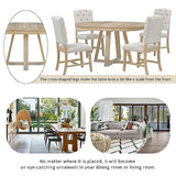 Ball & Cast 5 Piece Dining Table Set with 4 Upholstered Chairs,Living Room Furniture W/ 42" Table,Tabletop Can be Adjusted from Round to Oval in Shape,for Restaurant,Home Bistro,Natural Ball & Cast