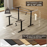 Mount-It! Manual Standing Desk Frame with Hand Crank, Adjustable Height Sit-Stand Desk Base for 48–72 Inch Tops, 132 lb Capacity, Power-Free Ergonomic Frame, Black (Frame Only) Mount-It!