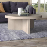 Henn&Hart 36" Wide Round Coffee Table in Beech White, for Home, Living Room, Bedroom, Entertainment Room, Office Henn&Hart