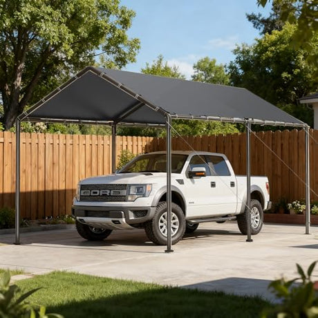 10x20 Heavy Duty Carport, Outdoor Carport Shelter with Reinforced Frame and Stakes, Waterproof Garage Car Port Tent (Gray) gaildon