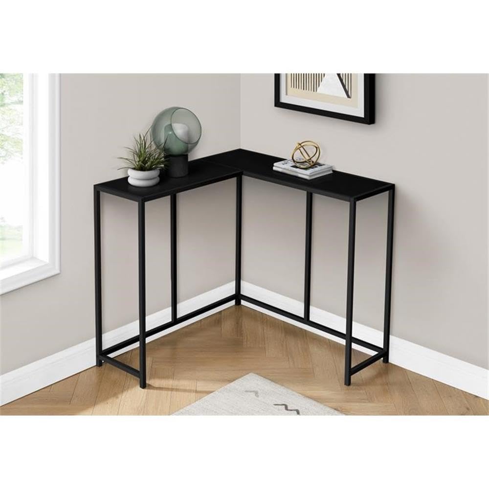 Monarch Specialties I 2157 Accent Table, Console, Entryway, Narrow, Corner, Living Room, Bedroom, Metal, Laminate, Black, Contemporary, Modern Monarch Specialties
