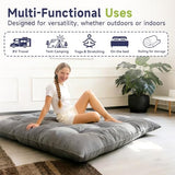 KOSRLY 6" Futon Mattress Full Size, Tufted Futons Sofa Couch Bed with Twisted Rope Design Edging,Versatile Floor Mattress for Adults，Shredded Foam Filling (Frame Not Included Gray, Full) KOSRLY