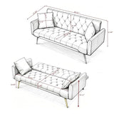 Anwick 72" Modern PU Leather Sofa Bed Futon,Convertible Folding Sleeper Bed Couches with 3 Adjustable Backrests,Tufted Recliner Loveseat with Golden Chrome Legs for Small Living Room Office (Brown) Anwick