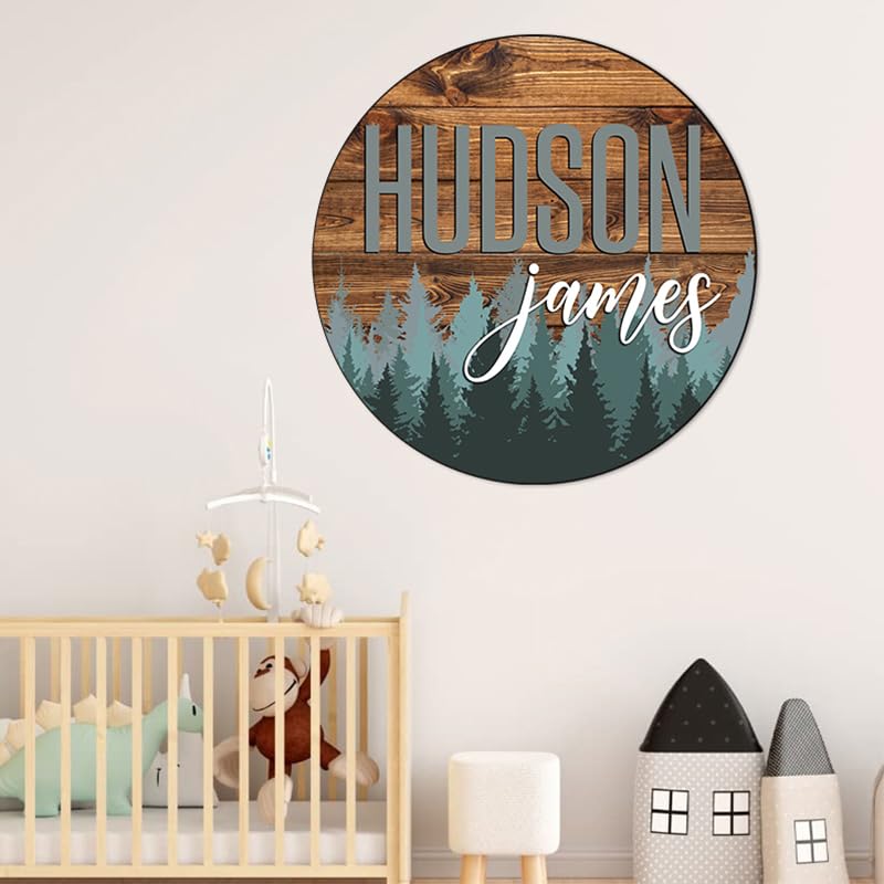Personalized Wooden Name Sign, Round 3D Nursery Name Sign, Baby Name Sign, Wooden name signs for nursery, Woodland Forest nursery decor, Baby Shower, IZI POD