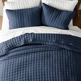 WDCOZY Navy Blue Twin Size Quilt Bedding Sets with Pillow Sham, Lightweight Soft Bedspread Coverlet, Quilted Blanket Thin Comforter Bed Cover, All Season Summer Spring, 2 Pieces, 68x90 inches WDCOZY