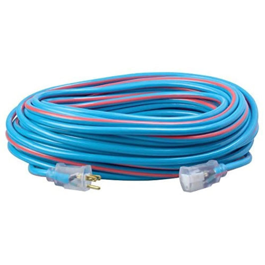 Southwire 02549SW0064 2549SW0064 12/3 100-Foot Neon Outdoor Extension Cord (Blue/Red) - WoodArtSupply