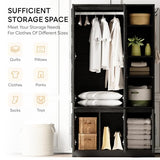 LIKIMIO Armoire Wardrobe Closet 70" H, 5 Doors Bedroom Wooden Wardrobe with 4 Storage Shelves and Hanging Rod, Clothing Storage Cabinet Organizer Combination, Black LIKIMIO