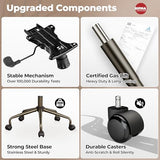 ovios Ergonomic Office Chair, Mid Back Faux Leather Executive Chairs with Armrests, Comfy Mid-Century Modern Swivel Rolling Computer Armchair (Brown, Suede Leather) ovios