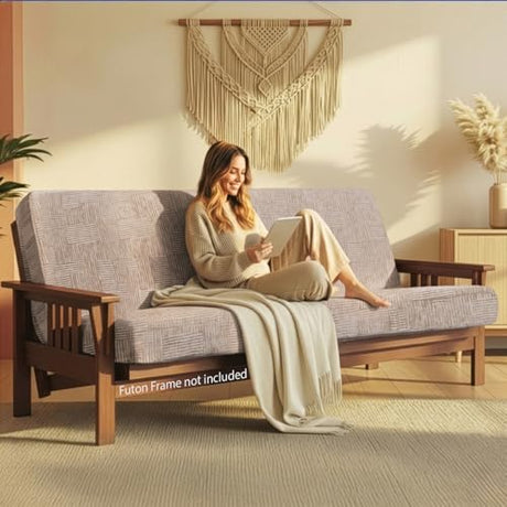Matini Home Memory Foam Futon Mattress, Foldout Couch Futon Mattress - 54x74 Full Size (Driftwood) Comfortable and Heavy Duty Sofa Bed, Thick Corded Cushion for All (Frame NOT Included) Matini Home