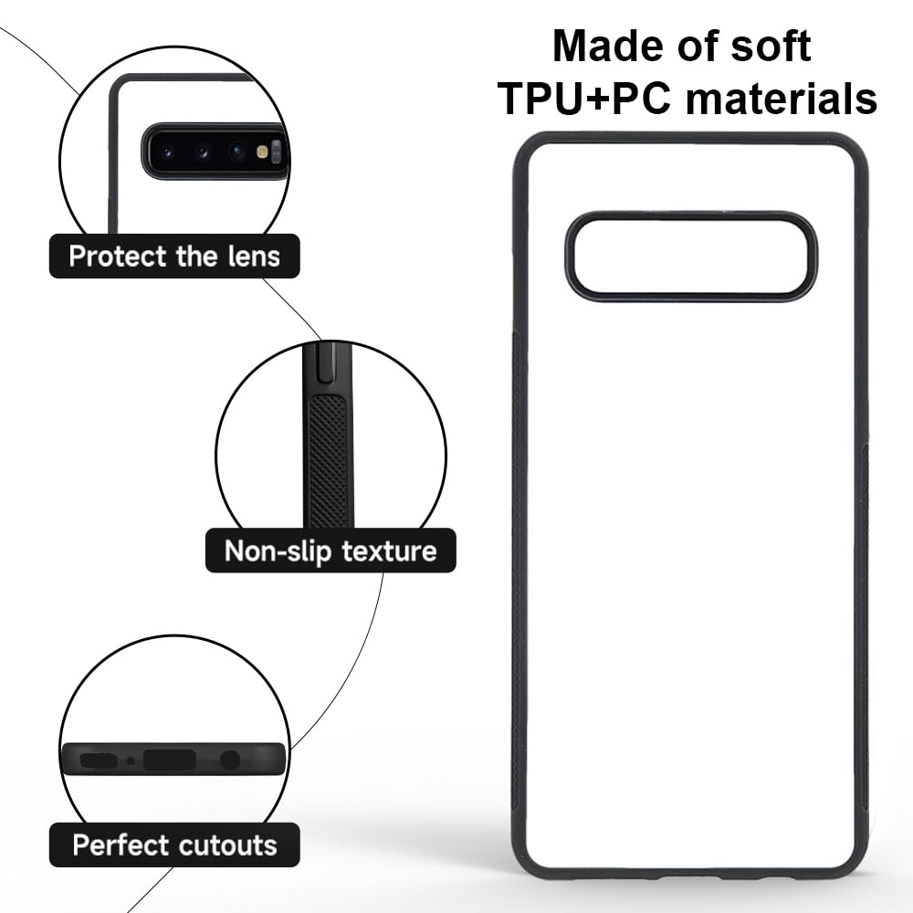 FOQENCCI 5 Piece Phone Case Compatible for Samsung Galaxy S10 Sublimation Blank Cases,Custom Phone Cover with Soft TPU + Hard Blank Printable Aluminum Anti-Slip Shockproof Protective Cover FOQENCCI