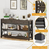 FATORRI Console Table with Storage for Entryway, Rustic Sofa Table with 3 Drawers for Living Room, Farmhouse Hallway Tables and Couch Tables Behind Sofa (54.72 Inch Long, Walnut Brown) FATORRI