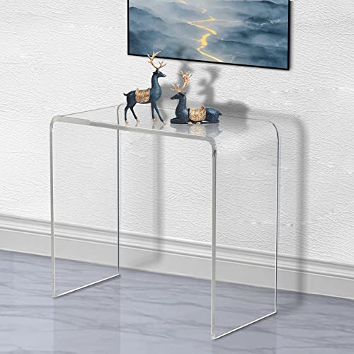 NEJHC Acrylic Console Table, 37.5” L Thick Modern Entryway Table for Hallway, Living Room, Clear Acrylic Desk, 37.5” W x 29.25” H x 15.25” D, 220LBS Weight Capacity NEJHC