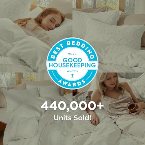 Bedsure Boho Twin Duvet Cover Size - White Breathable & Soft Boho Bedding, Machine Washable Comforter Cover for All Seasons, Includes 1 Duvet Cover 68"x90" with 1 Pillow Sham & Zipper Closure Bedsure