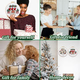 FONNUY Crewel Christmas Embroidery Kit for Beginners, Cross Stitch Set Winter Snow Scene Pine Owl Pattern for Adults, Easy to Follow Color Thread Needlework, 8'' Hoop (Tree and House 1)