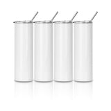 PYD Life Sublimation Blanks Tumbler Skinny 30 OZ Straight Stainless Steel Coffee Tumbler with Lid and Metal Straw for Tumbler Press Machine Heat Transfer 4 Pack PYD Life