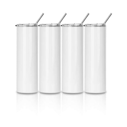 PYD Life Sublimation Blanks Tumbler Skinny 30 OZ Straight Stainless Steel Coffee Tumbler with Lid and Metal Straw for Tumbler Press Machine Heat Transfer 4 Pack - WoodArtSupply