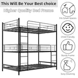 Detachable Triple Bunk Bed, Twin Over Twin Bunk Beds for Kids/Teens/Adults, Heavy Duty Metal Bunkbed Frame with Safe Guardrails & 2 Ladder, Convertible 3 Twin Beds for Dorm, Bedroom, Guest Room TBCOPTO