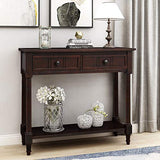 Bellemave Console Table with Drawers, Retro Entryway Table with 2 Drawers and Open Storage Shelf, Narrow Long Sofa Table, Behind Couch Table for Living Room, Foyer and Hallway,Espresso Bellemave