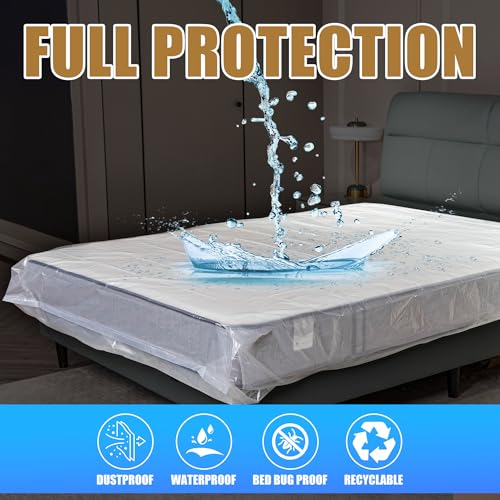 PROMORE Plastic Mattress Bag for Disposal Moving or Storage, Clear Waterproof Mattress Protector Covers - King/Cal King Size (1.5Mil) PROMORE
