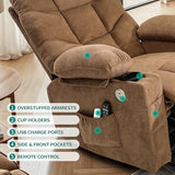 YITAHOME Power Lift Recliner Chair for Elderly with Vibration Massage and Lumbar Heating, Electric Lift Recliner Single Sofa with Side Pocket, Two Cup Holders and USB Charge Port for Living Room,Brown YITAHOME